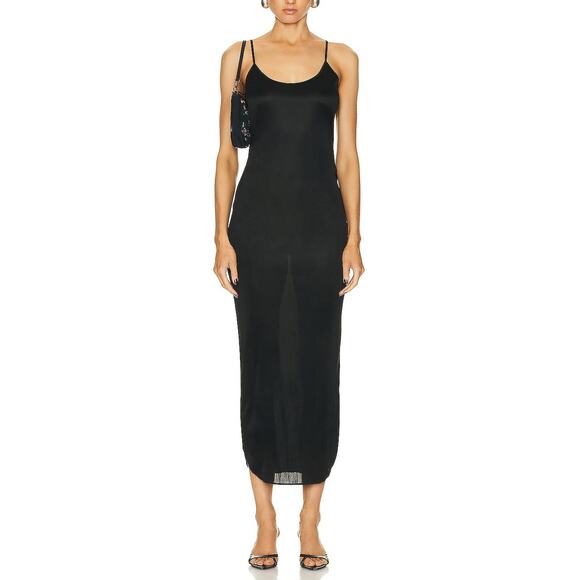 Fwrd Renew 'Fendi' Black Acetate Midi Dress Size 40